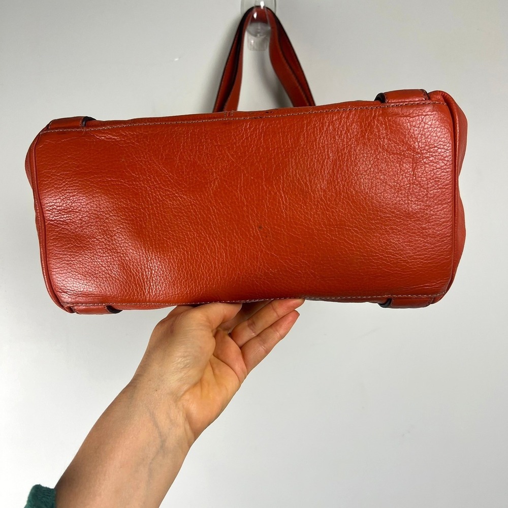 Tignanello Burnt Orange Pebbled Leather Shoulder Bag Y2k 90s Boho Dopamine Retro - Picture 8 of 15